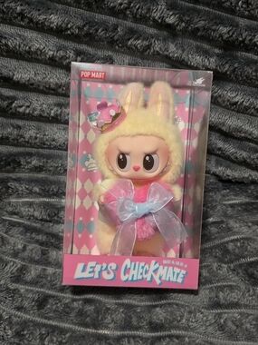 POP MART Let's Checkmate Plush Bunny Toy in Yellow & Pink